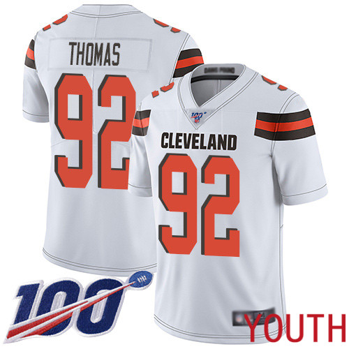 Cleveland Browns Chad Thomas Youth White Limited Jersey #92 NFL Football Road 100th Season Vapor Untouchable